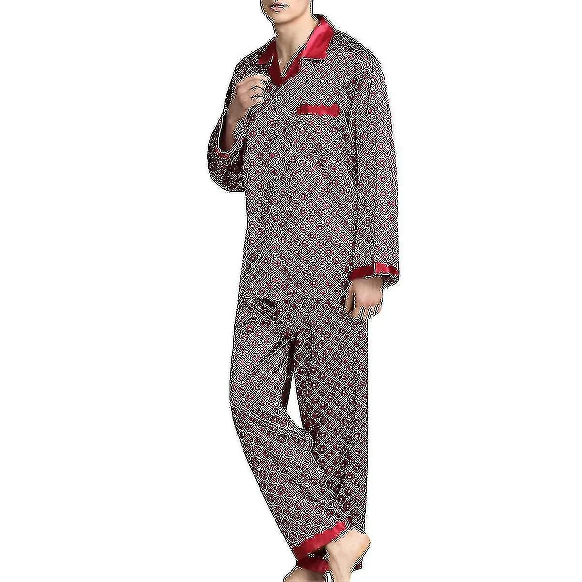 Pijama sedoso para hombre Set de ropa de dormir de manga larga