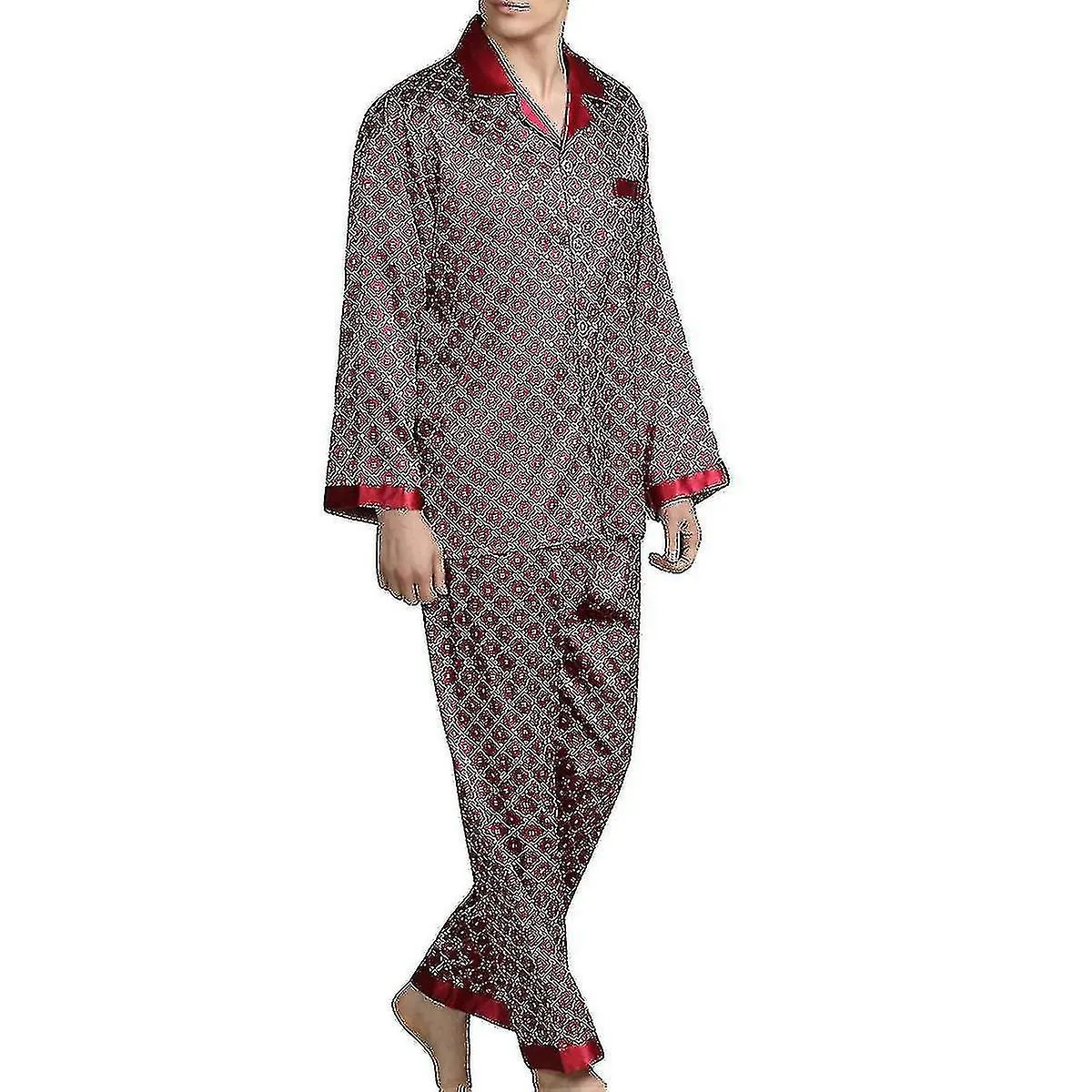 Pijama sedoso para hombre Set de ropa de dormir de manga larga