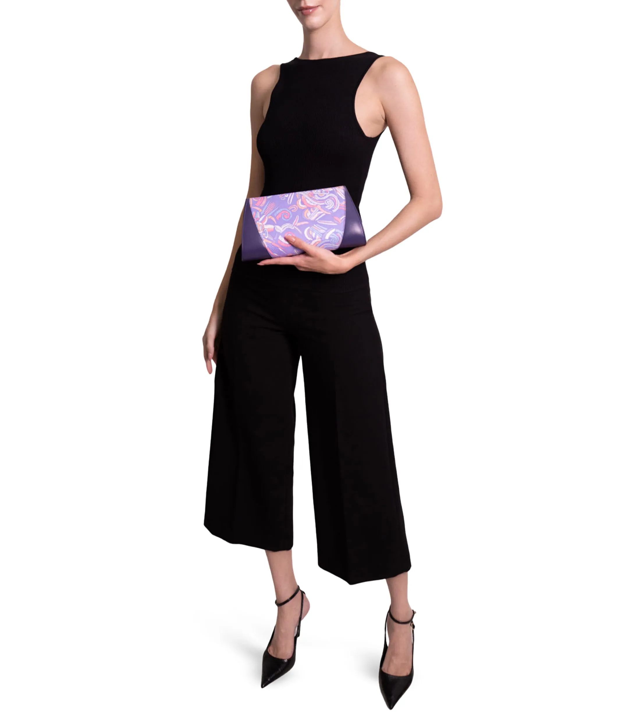 Pineda Covalin Bolso Clutch Quetzalcóatl lila en seda Mujer