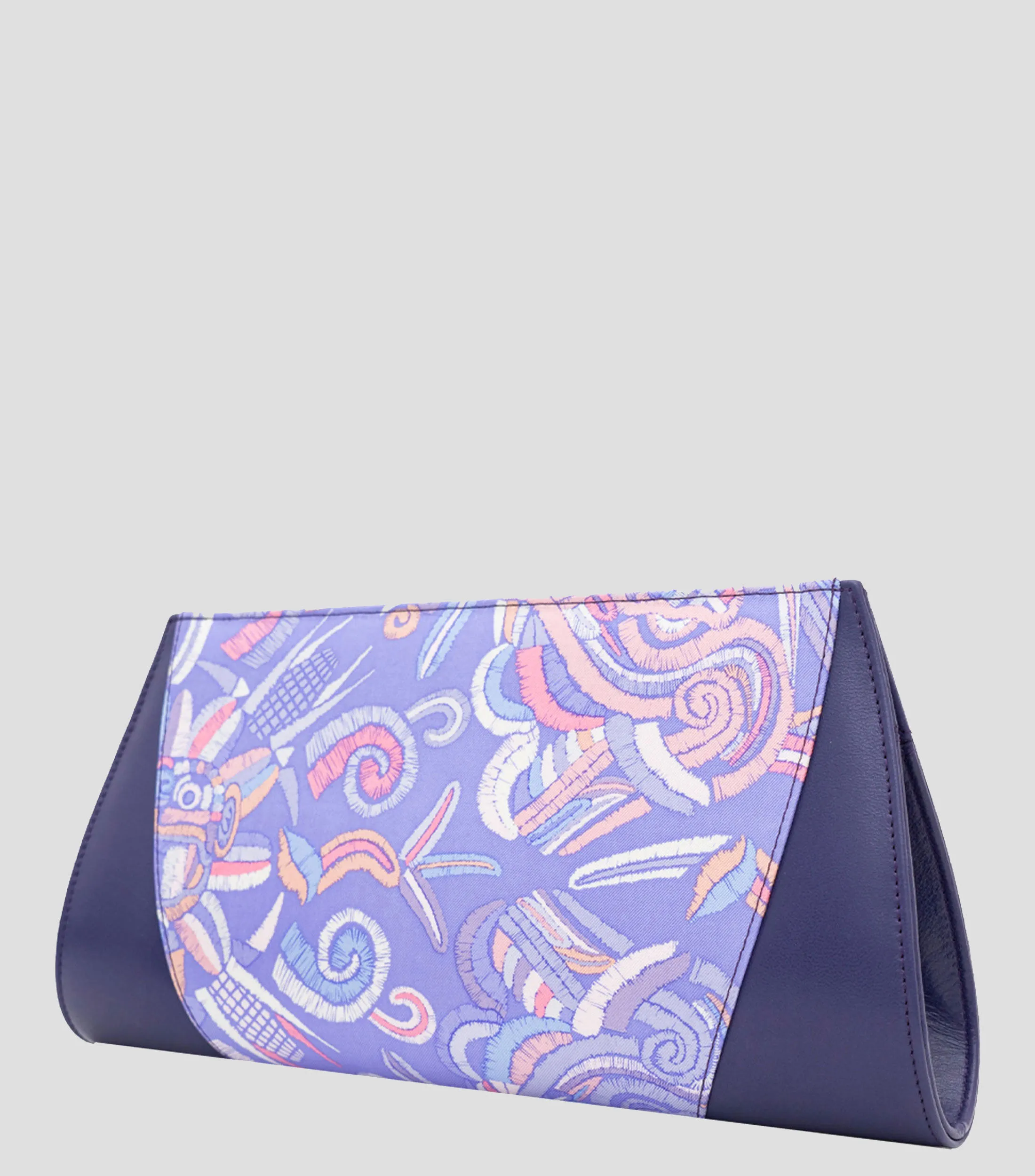 Pineda Covalin Bolso Clutch Quetzalcóatl lila en seda Mujer