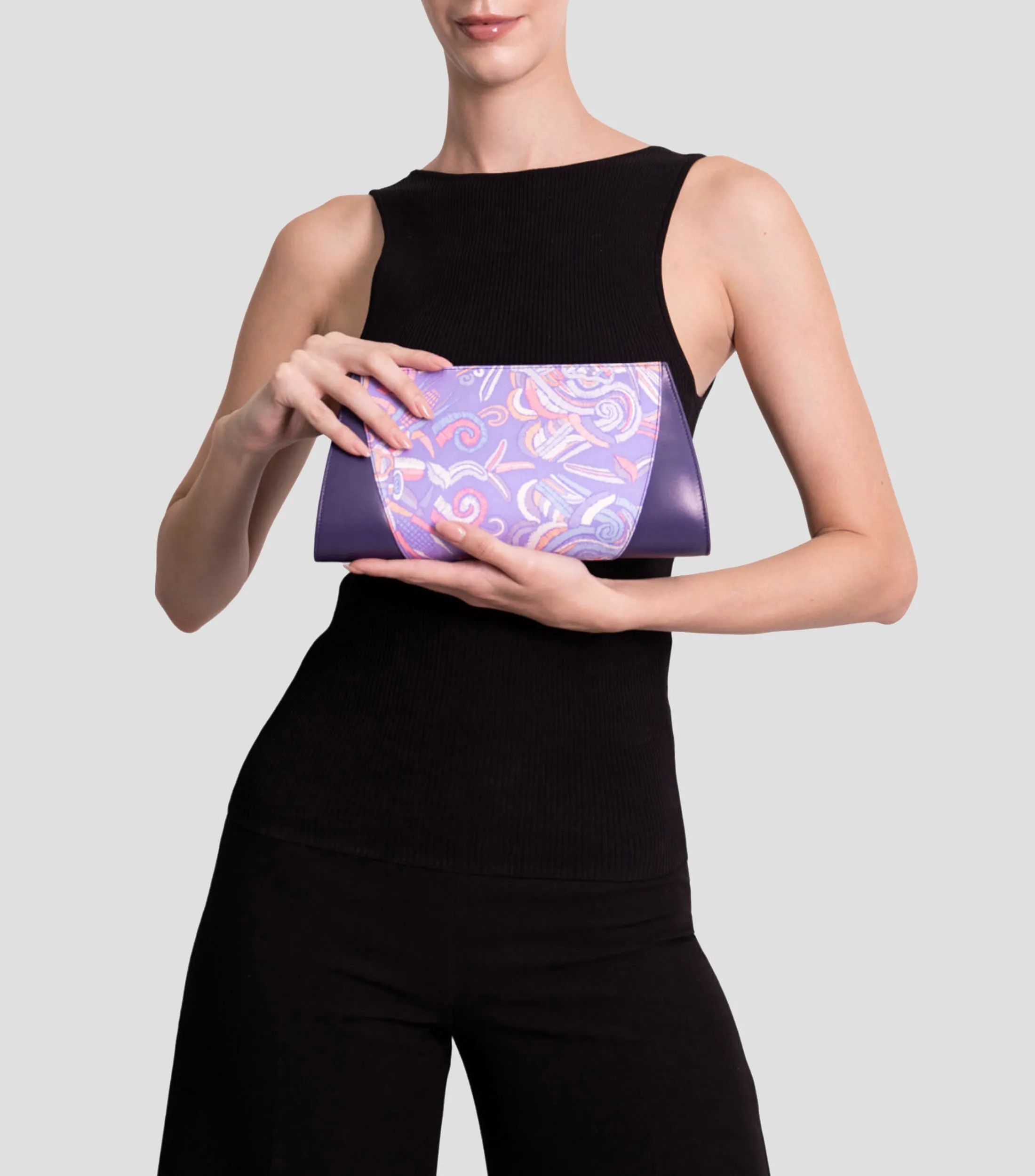 Pineda Covalin Bolso Clutch Quetzalcóatl lila en seda Mujer