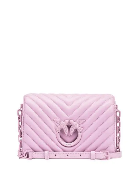 PINKO LOVE CLICK CHEVRON Bolso bandolera mini de piel