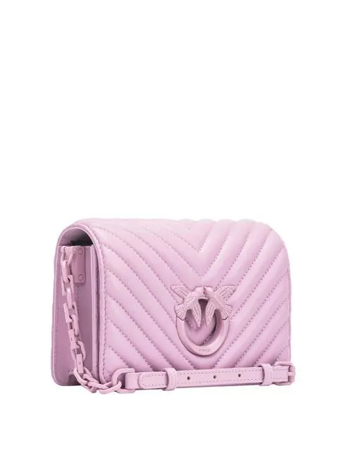 PINKO LOVE CLICK CHEVRON Bolso bandolera mini de piel