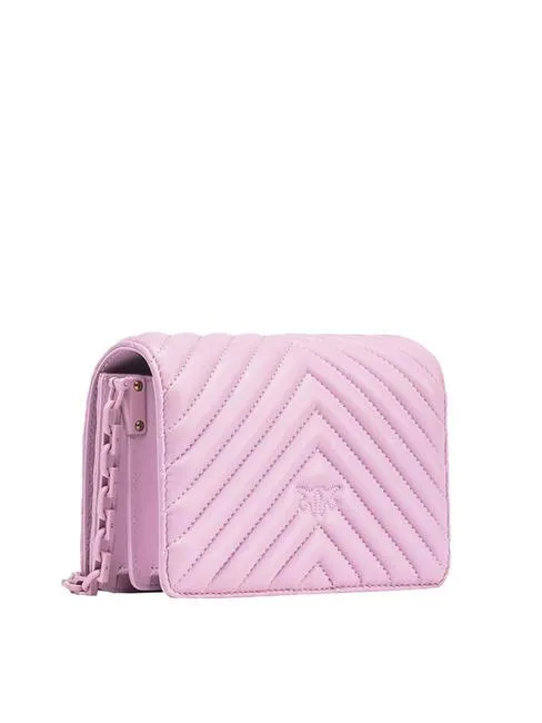 PINKO LOVE CLICK CHEVRON Bolso bandolera mini de piel