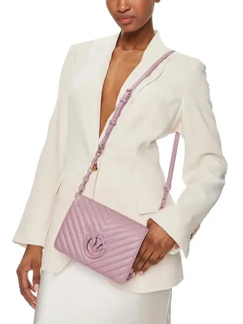 PINKO LOVE CLICK CHEVRON Bolso bandolera mini de piel