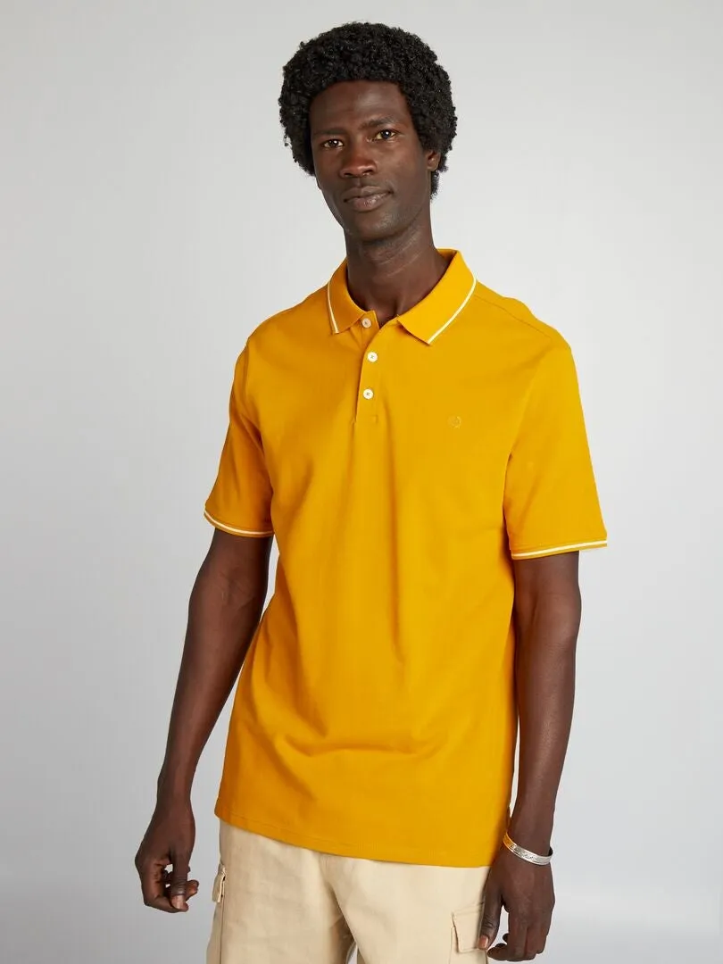 POLO DE PIQUé DE ALGODóN CON BORDADO EN EL PECHO  AMARILLO