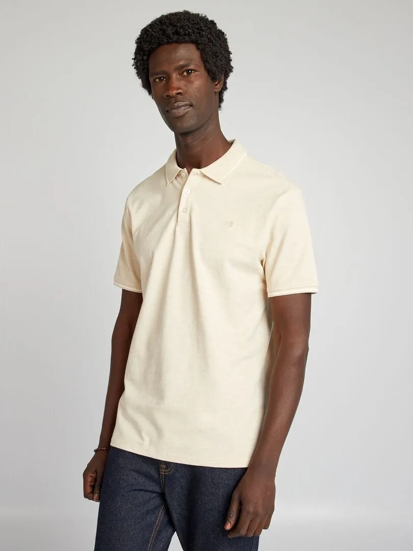 POLO DE PIQUé DE ALGODóN CON BORDADO EN EL PECHO  BEIGE