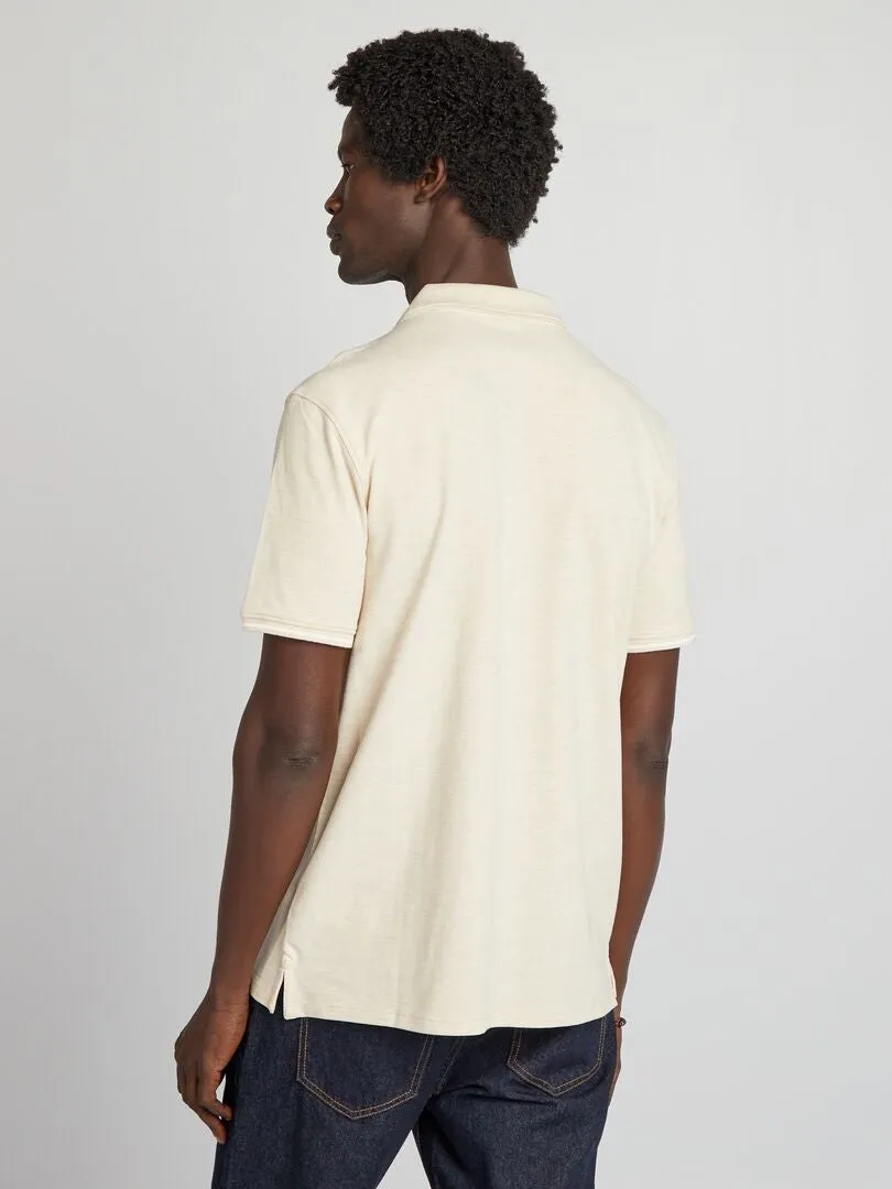 POLO DE PIQUé DE ALGODóN CON BORDADO EN EL PECHO  BEIGE