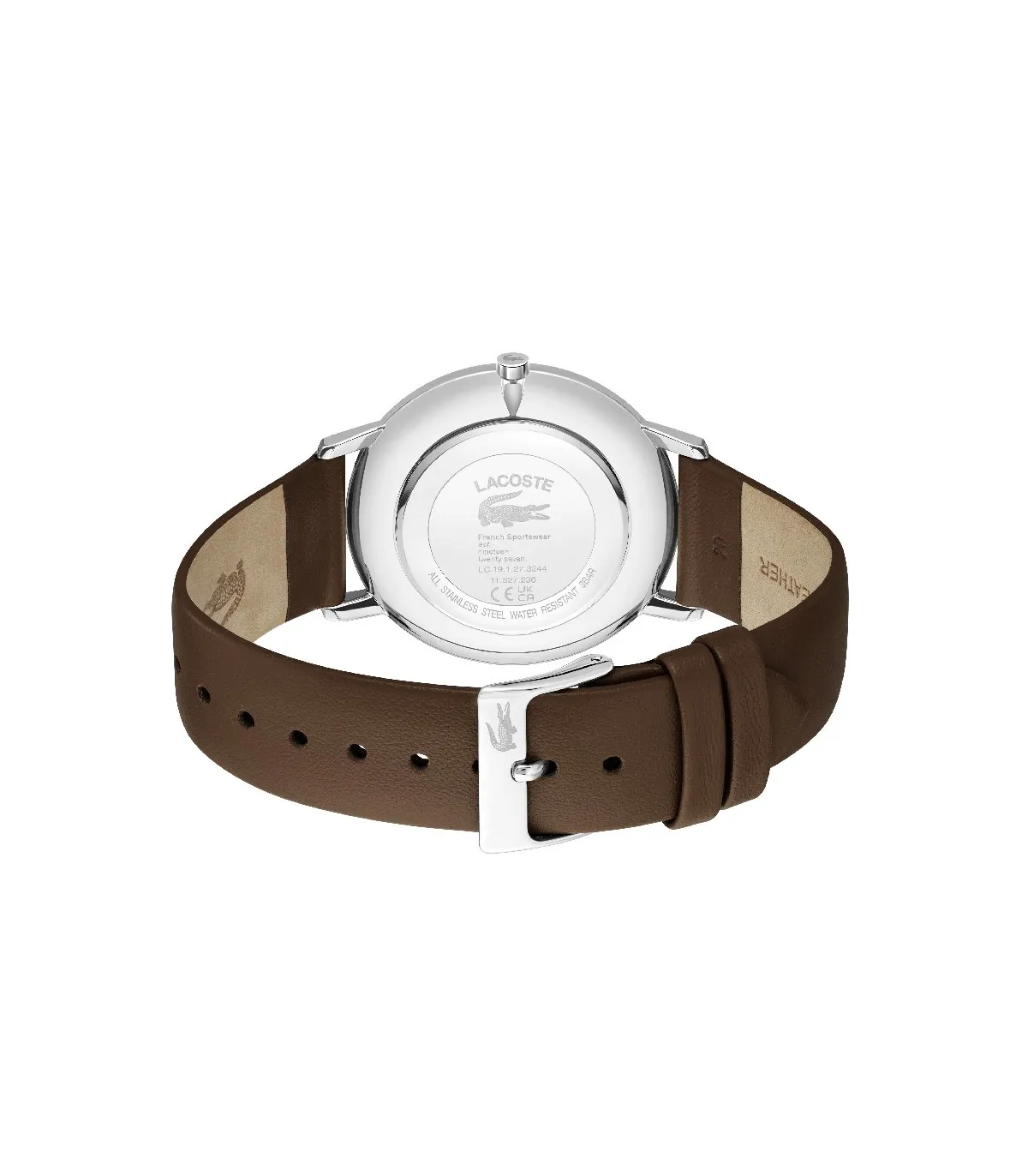RELOJ LACOSTE CROCORING HOMBRE CORRE PIEL MARRóN & ESFERA AZUL  2011307