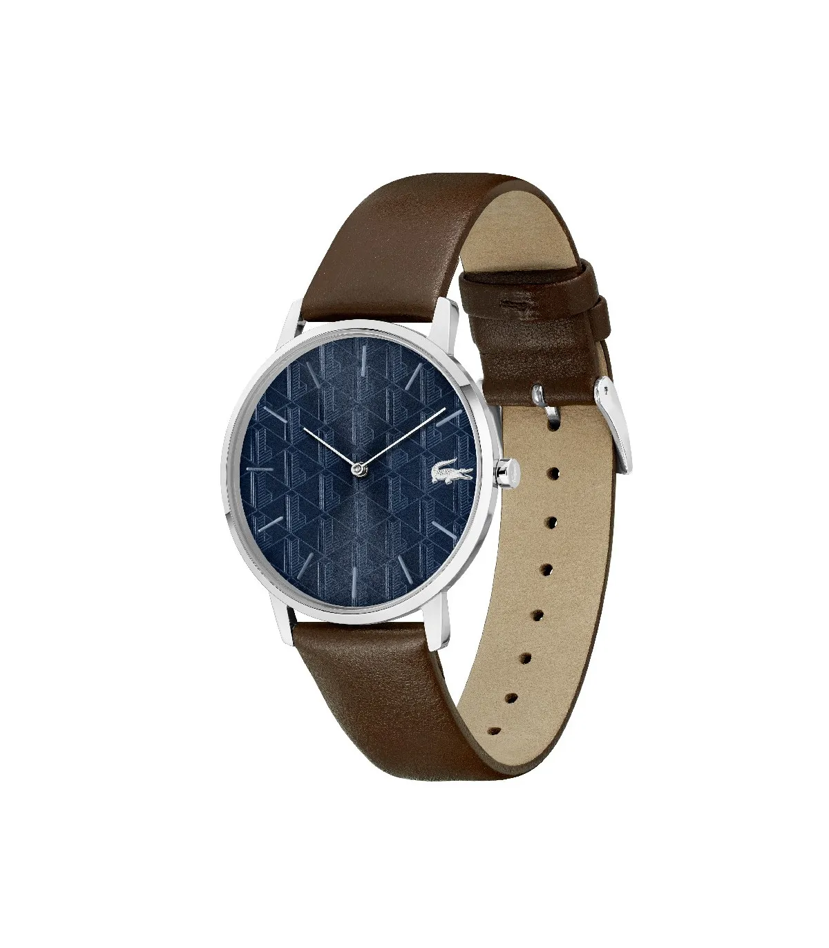 RELOJ LACOSTE CROCORING HOMBRE CORRE PIEL MARRóN & ESFERA AZUL  2011307