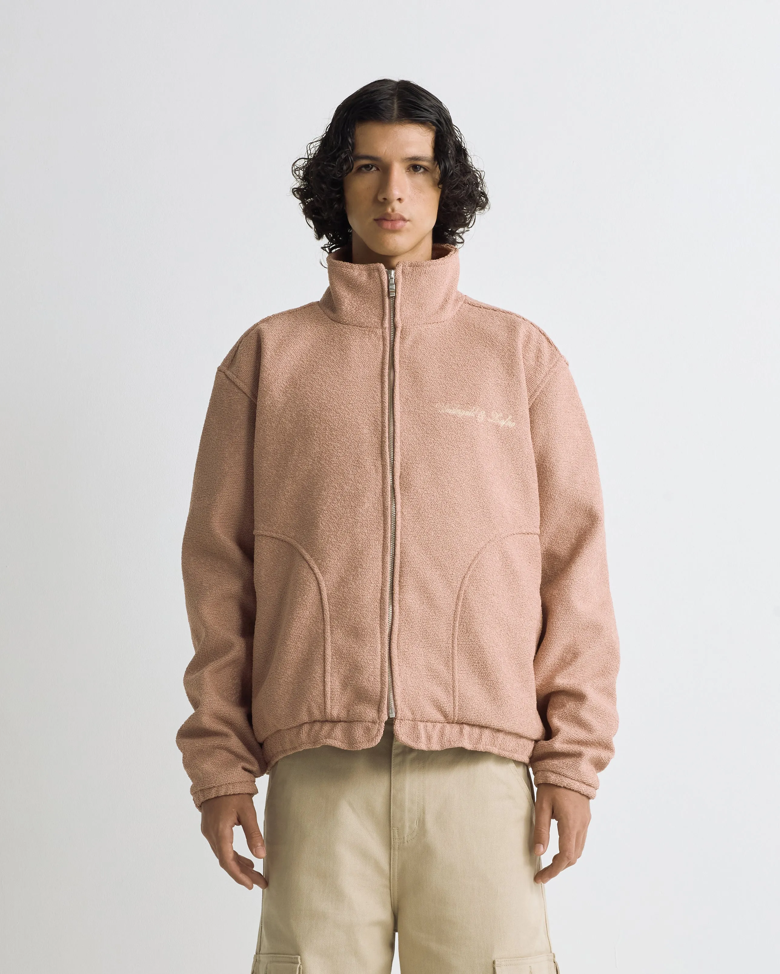 RIVIERA EMBROIDERED ZIPUP JACKET SALMON