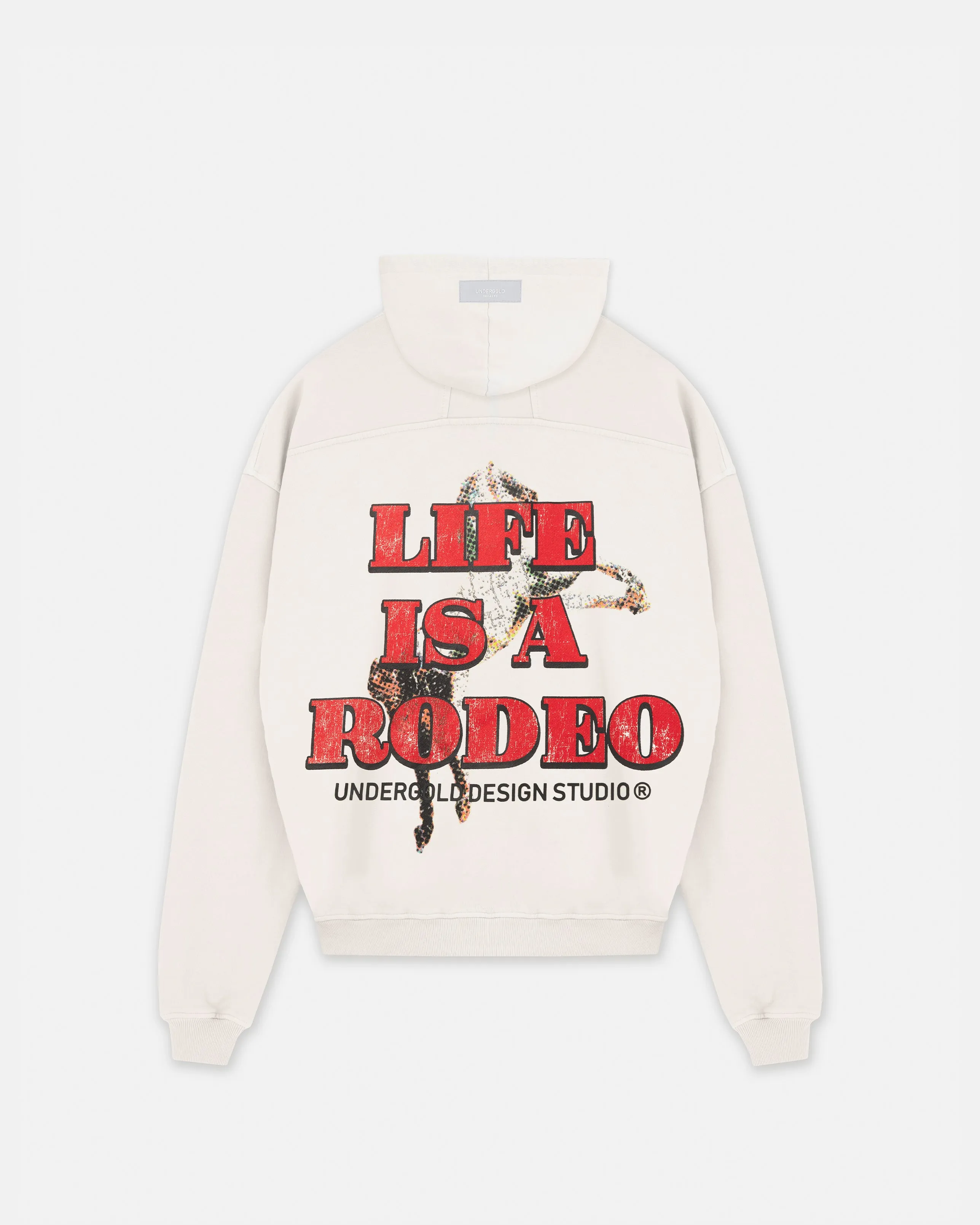 Rodeo Life is a Rodeo Zip Up Hoodie White