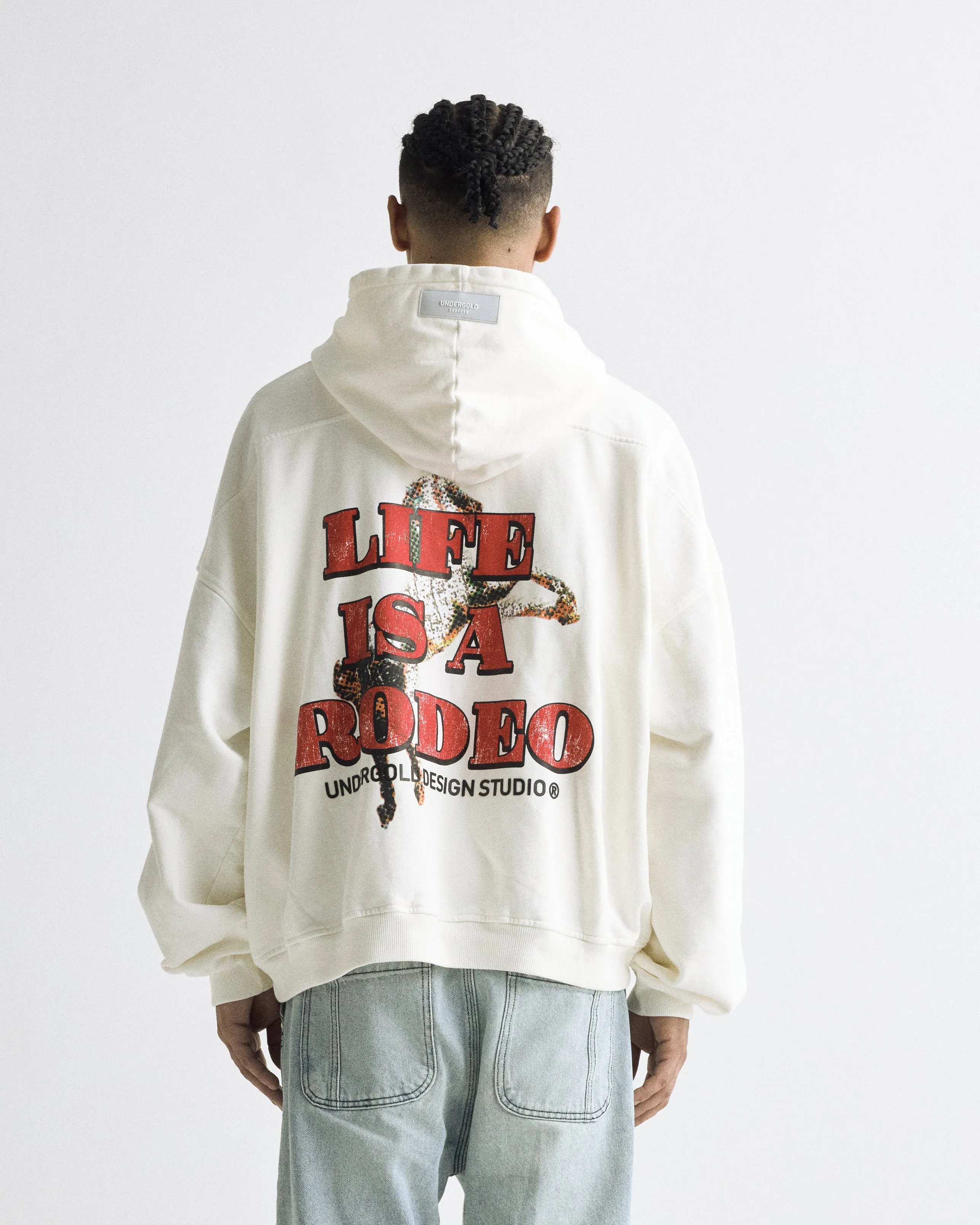 Rodeo Life is a Rodeo Zip Up Hoodie White