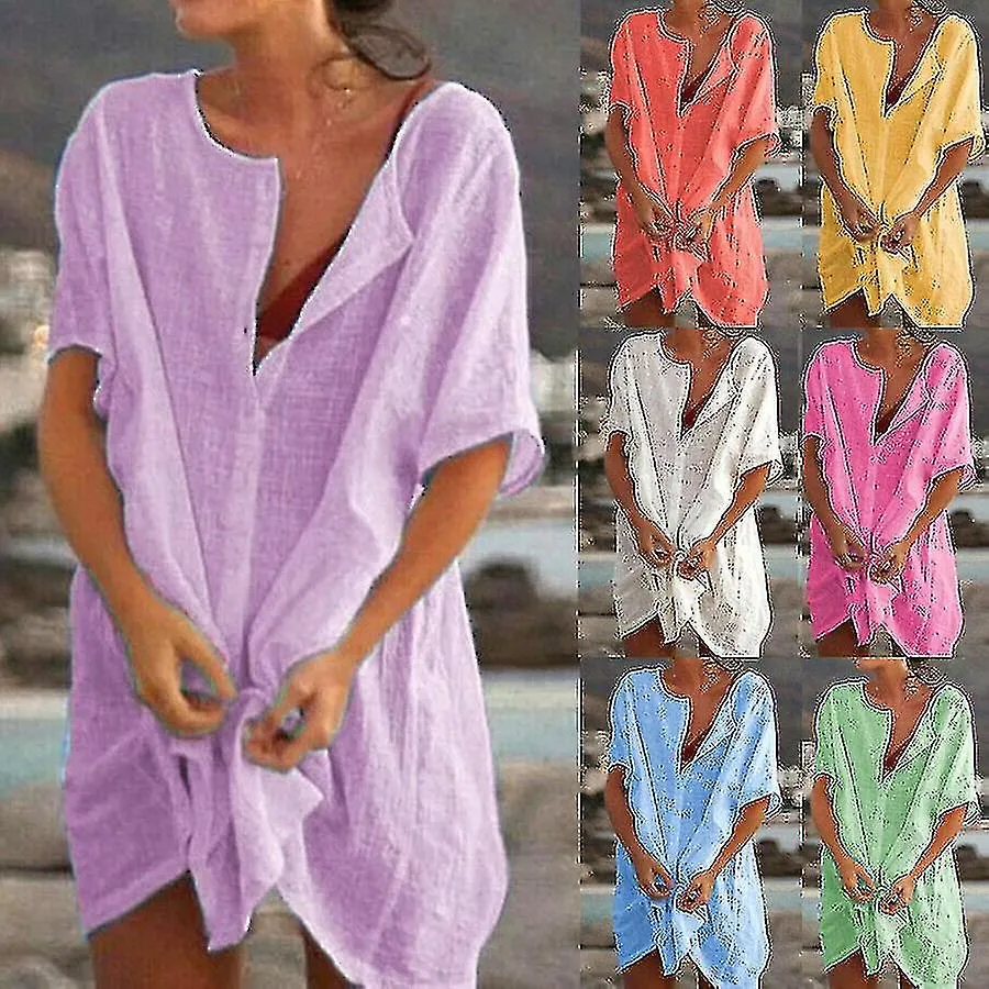 Ropa de baño de verano para mujeres Ropa de playa Bikini Beach Cover Up Camisa Vestido Túnica Tops