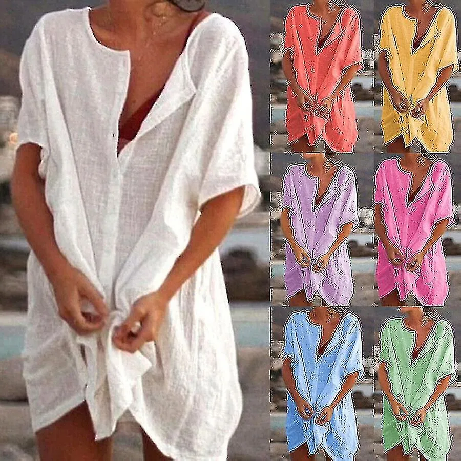 Ropa de baño de verano para mujeres Ropa de playa Bikini Beach Cover Up Camisa Vestido Túnica Tops