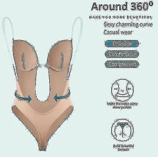 Ropa de forma sin espalda de mujer Deep V Neck Body Shaper para vestido de espalda baja