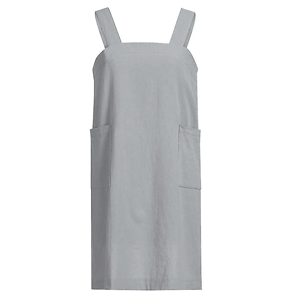 Ropa suelta Para el hogar Delantal de lino de algodón para mujeres Cruz Delantal trasero Vestido de pinafore para hornear Cocina