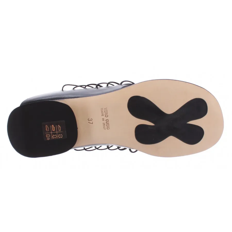 Sandalia Mujeres iXOS Kafka Joyce Real Cuero Negro Made In Italy