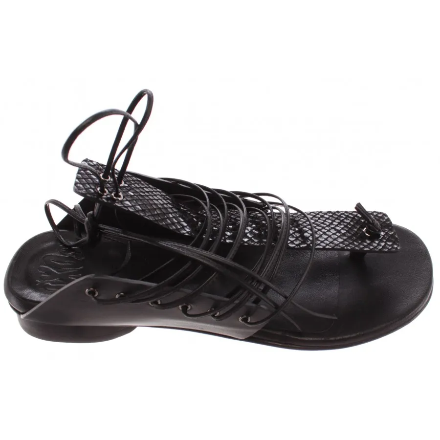 Sandalia Mujeres iXOS Kafka Joyce Real Cuero Negro Made In Italy