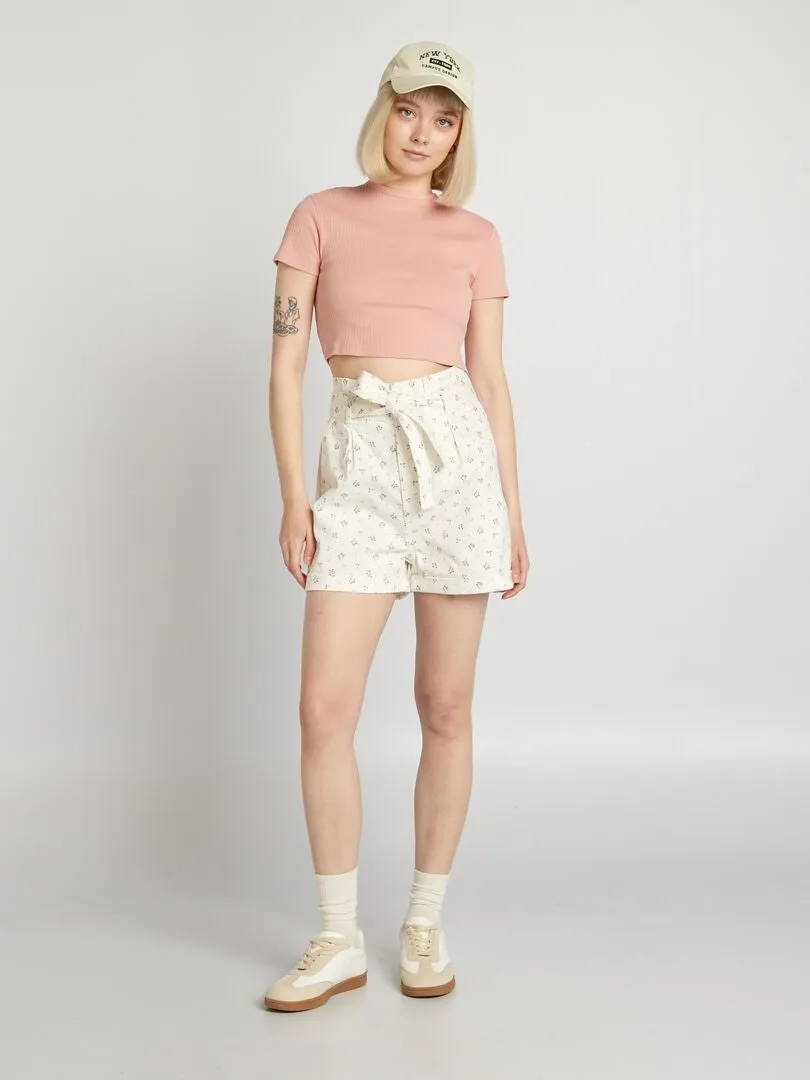 SHORT DE SARGA  BLANCO