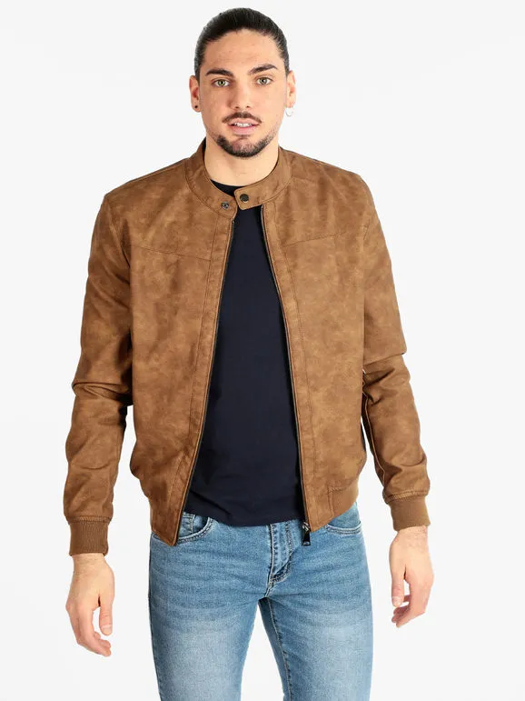 Solada Chaqueta de piel sintética para hombre