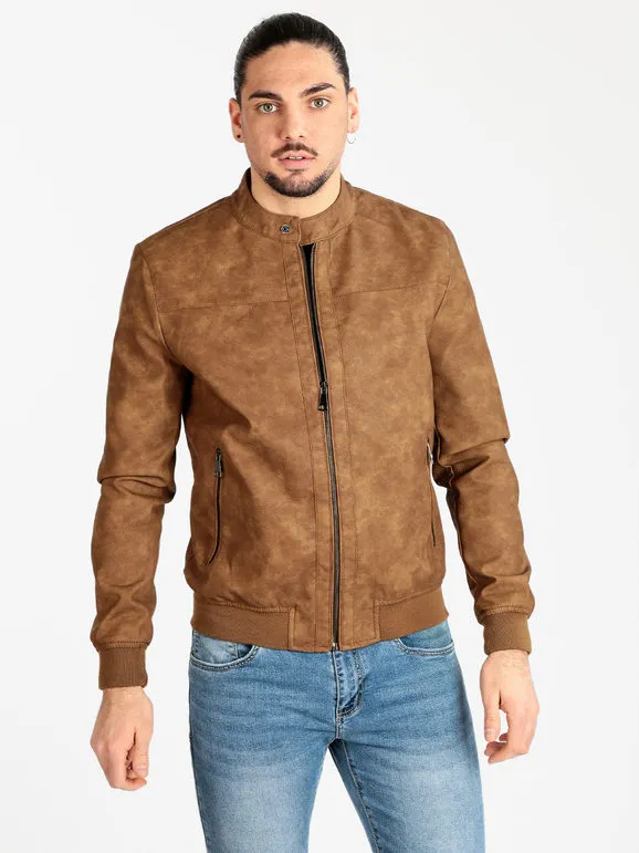 Solada Chaqueta de piel sintética para hombre