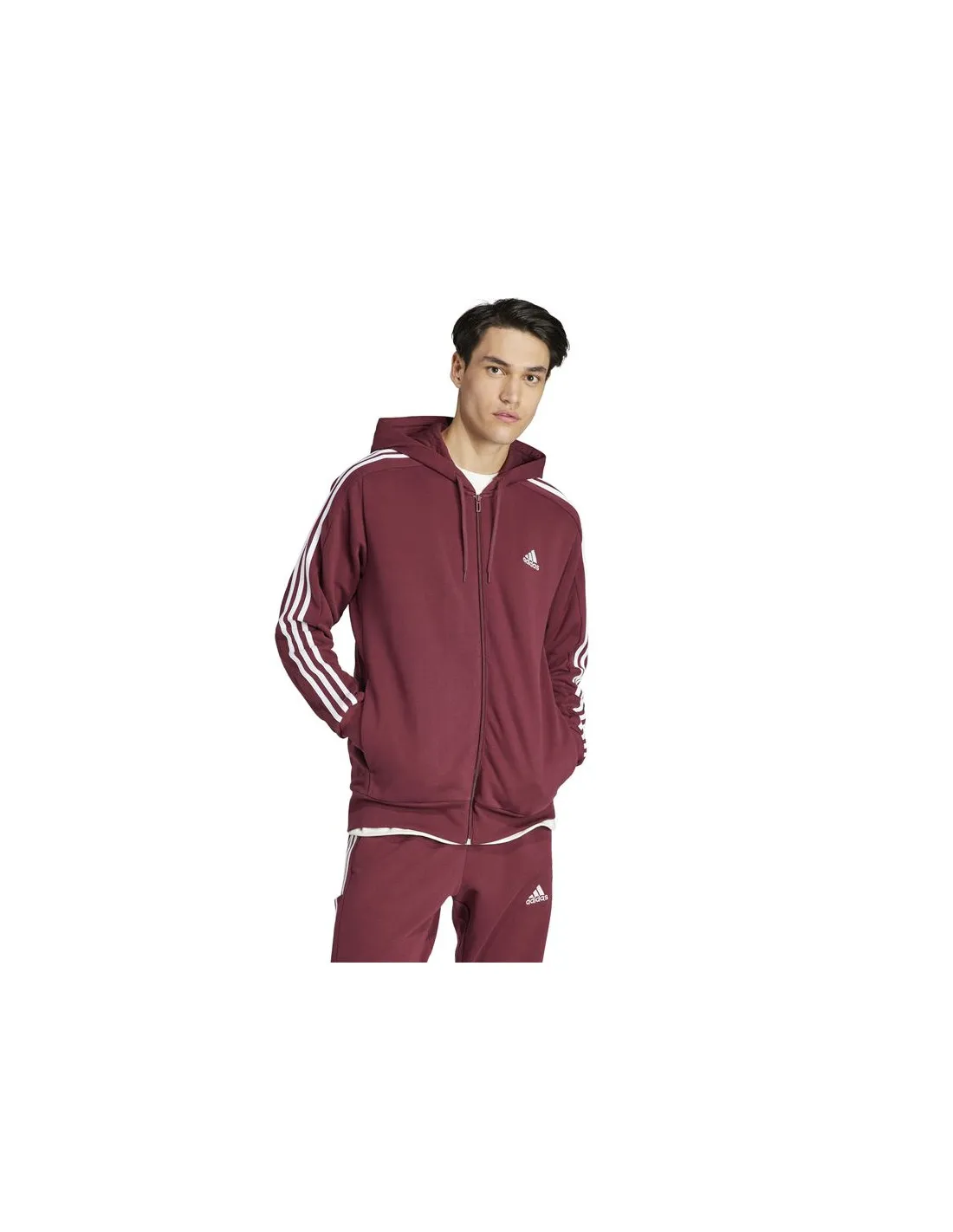 Sudadera adidas 3S Ft Fz Hd Hombre Rojsom