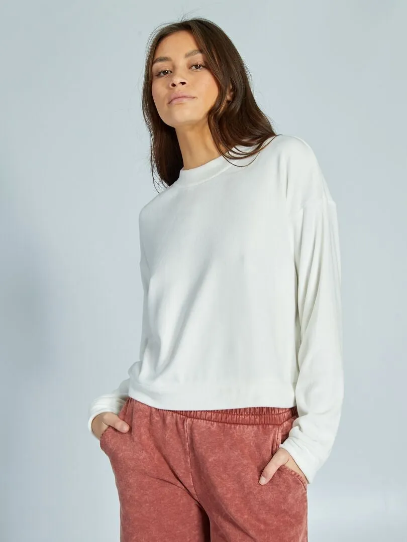 SUDADERA POLAR DE PIJAMA  BLANCO