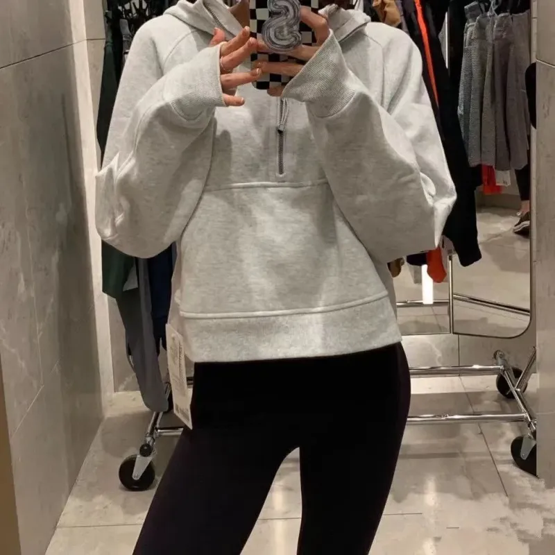 Suéter buceador media zip yoga sudadera con capucha para mujer atuendo de yoga para mujer otoño e invierno damas gimnasia ropa d