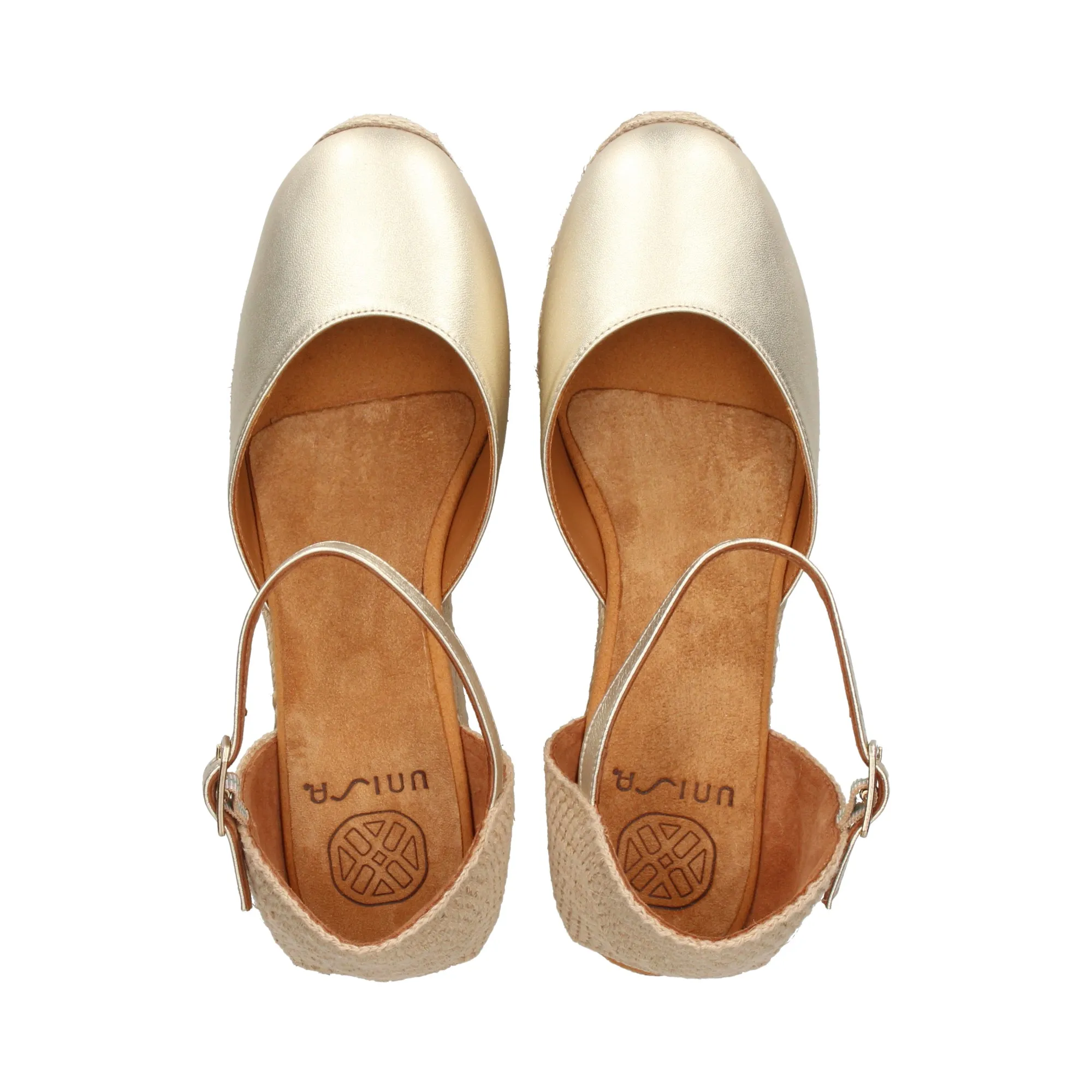 UNISA Zapatos cuña PLATINO