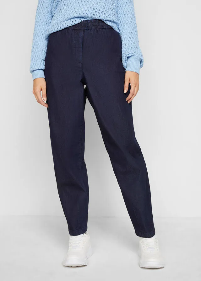 Vaqueros mom de cintura alta y cómodos Denim oscuro desgastado
