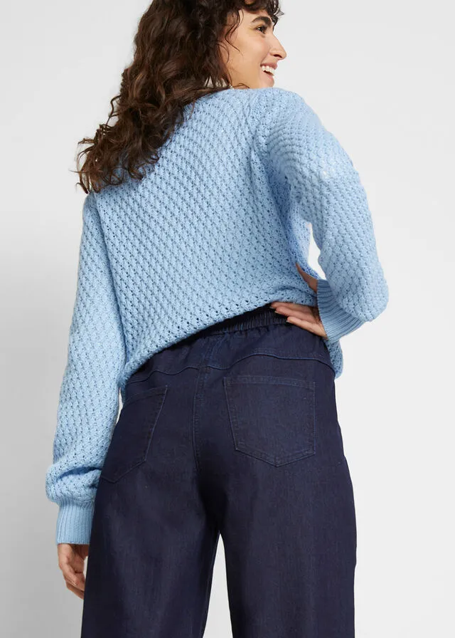 Vaqueros mom de cintura alta y cómodos Denim oscuro desgastado