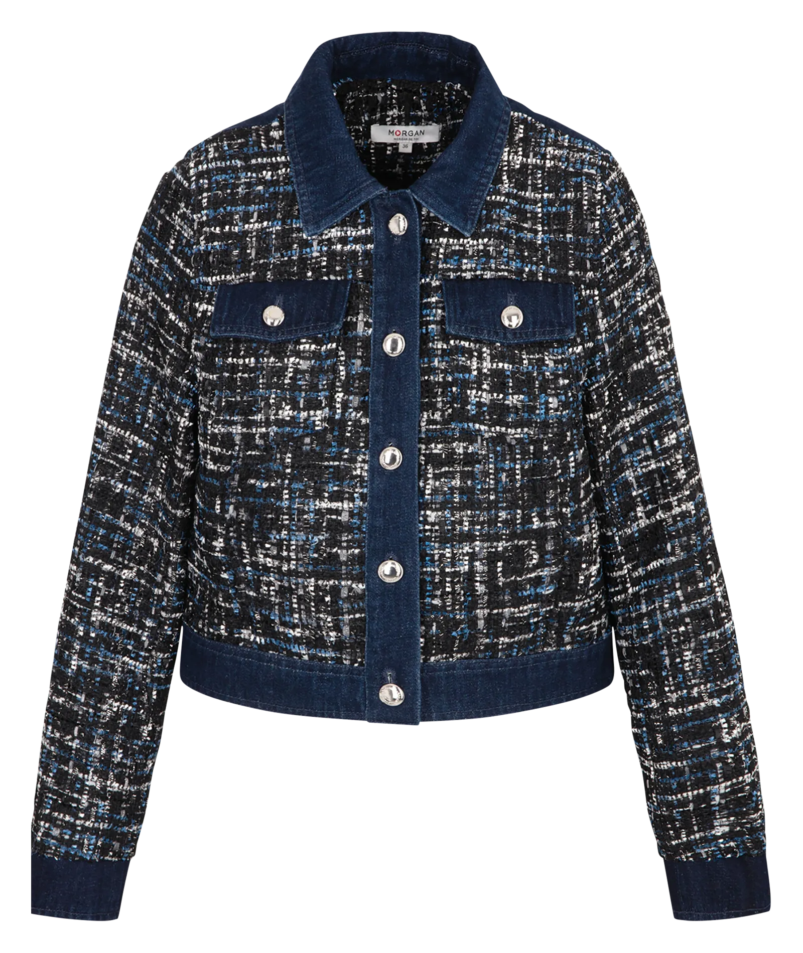 VCLAR  CHAQUETA CORTA DE TWEED CON CUELLO CAMISERO EN MULTICOLOR