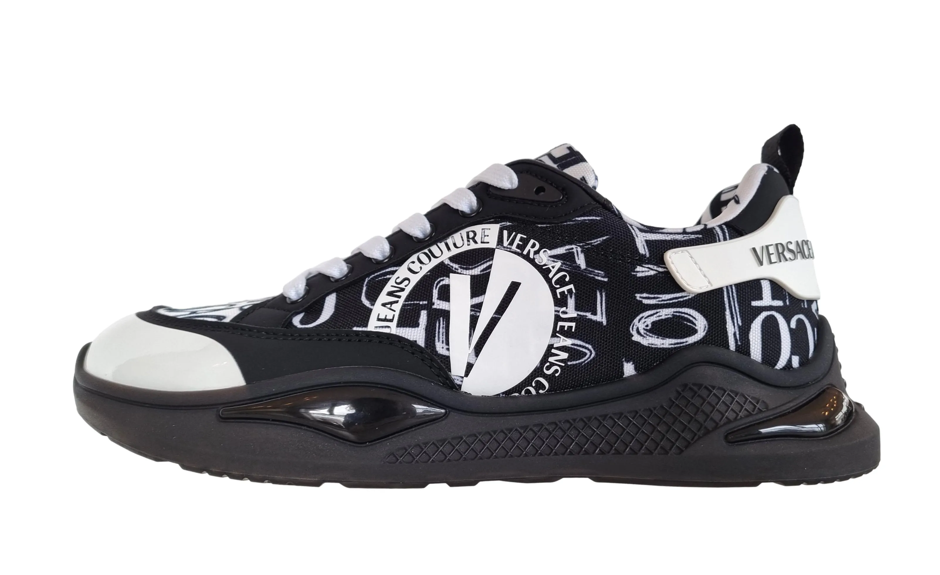 Versace couture zapatos de hombre sneakers en nylon y caucho 74YA3S1C LEVION