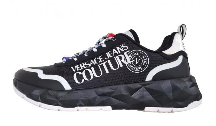 Versace couture zapatos de hombre sneakers en nylon y caucho 74YA3SBA ATOM negro