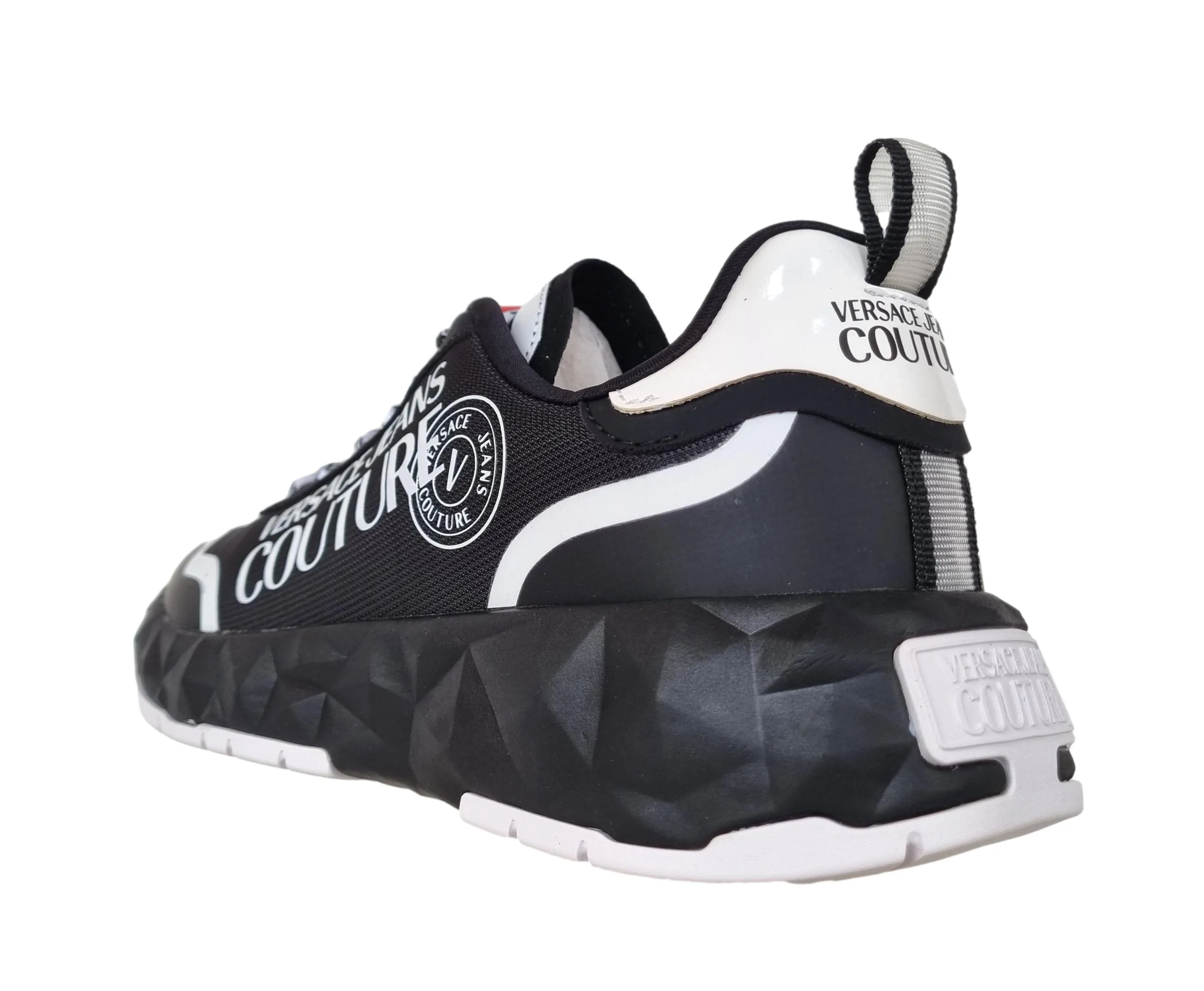 Versace couture zapatos de hombre sneakers en nylon y caucho 74YA3SBA ATOM negro