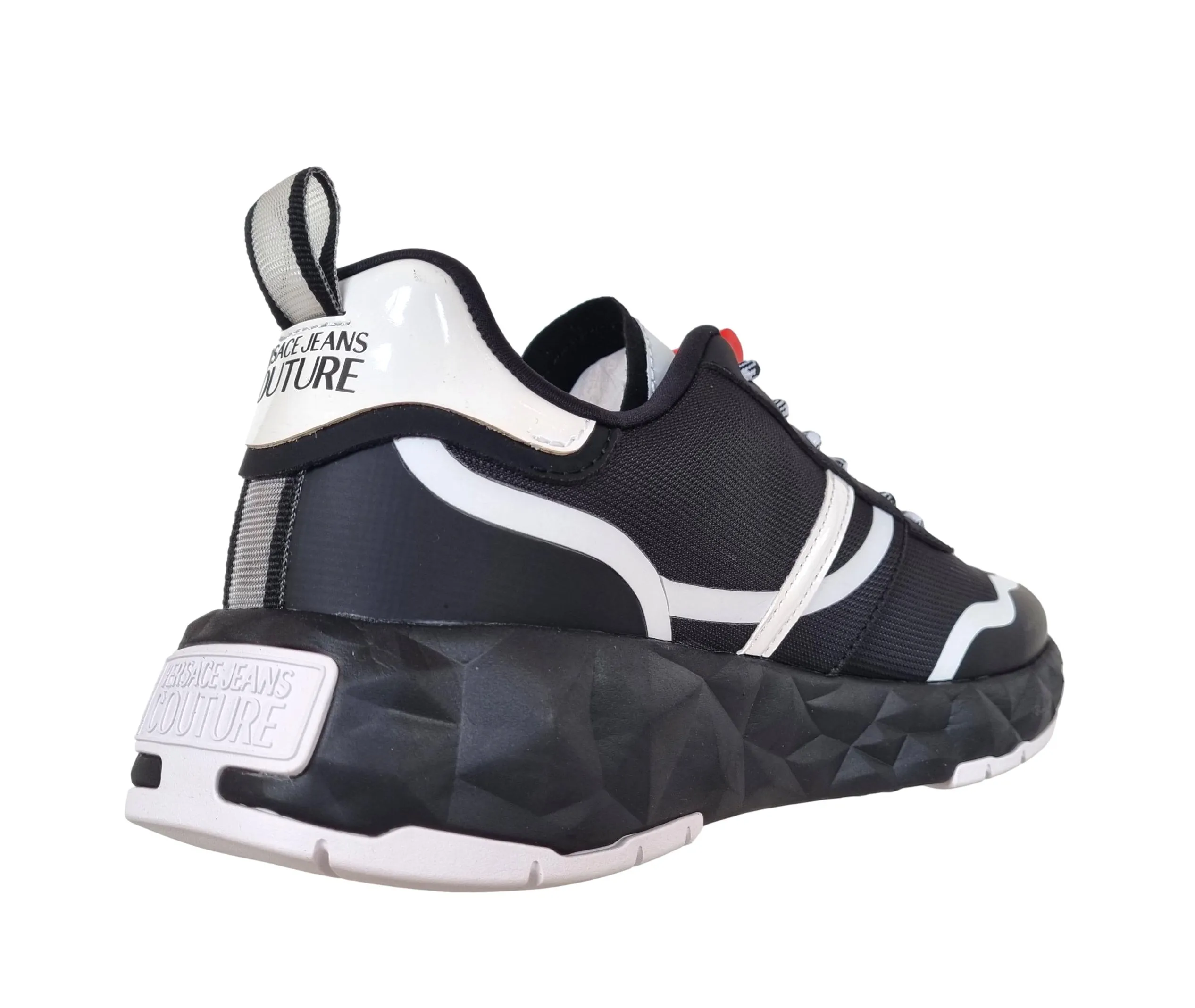 Versace couture zapatos de hombre sneakers en nylon y caucho 74YA3SBA ATOM negro