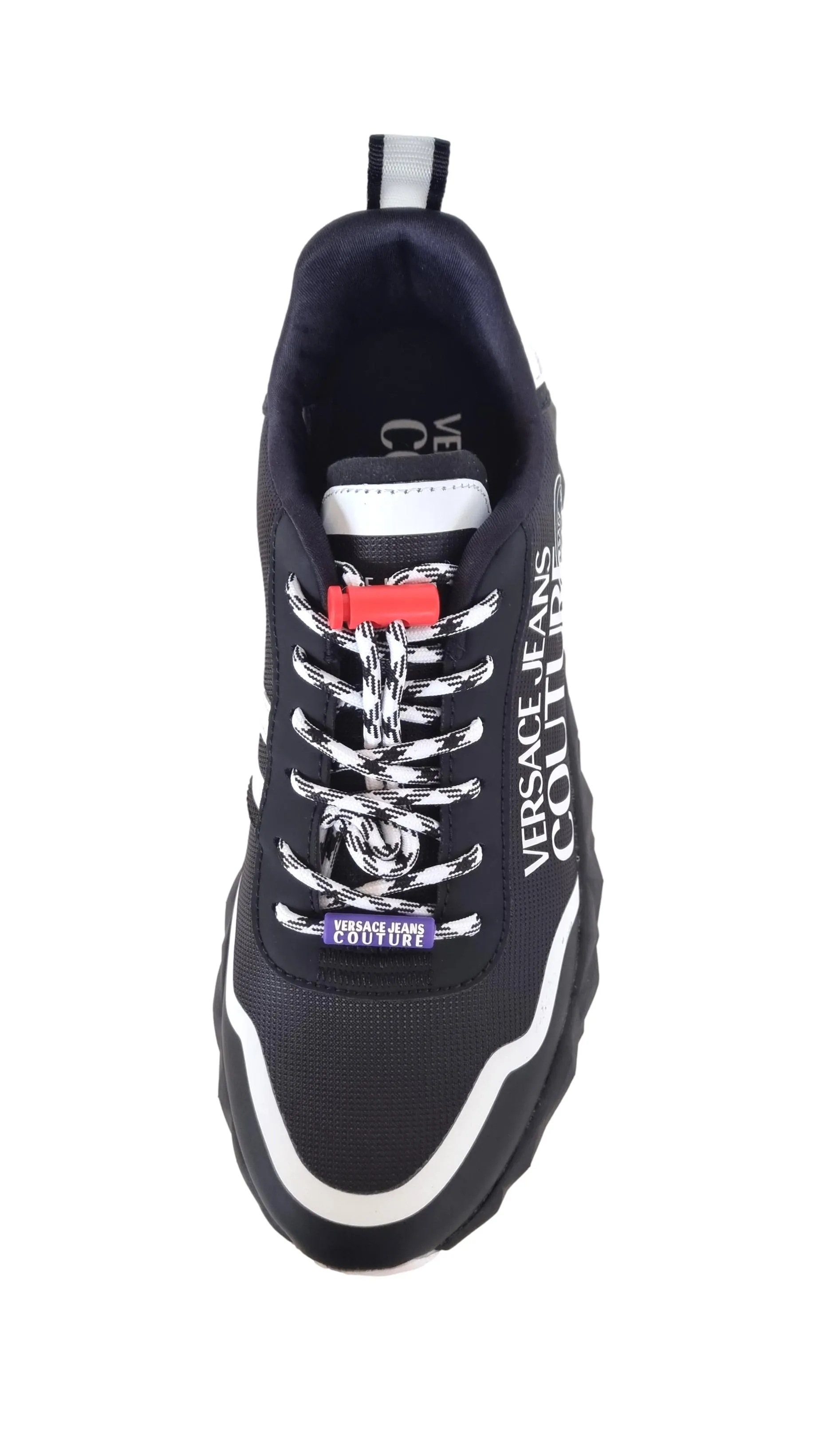 Versace couture zapatos de hombre sneakers en nylon y caucho 74YA3SBA ATOM negro