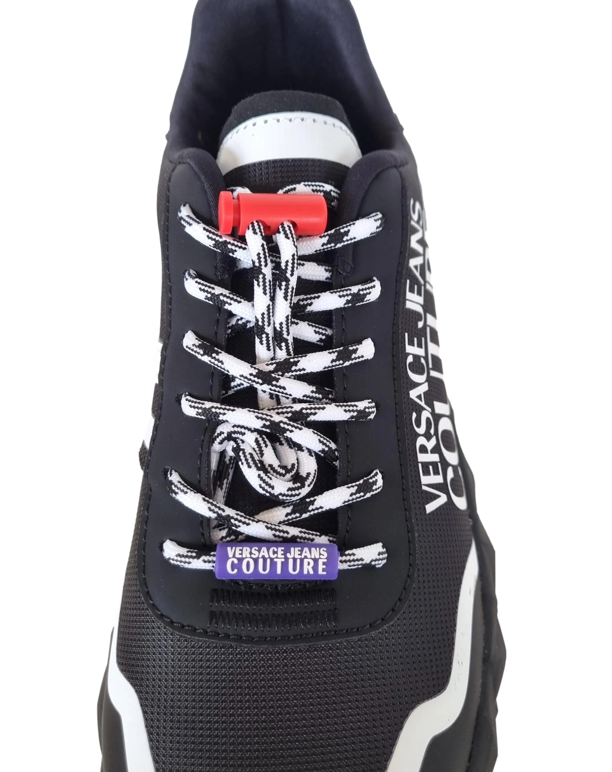 Versace couture zapatos de hombre sneakers en nylon y caucho 74YA3SBA ATOM negro