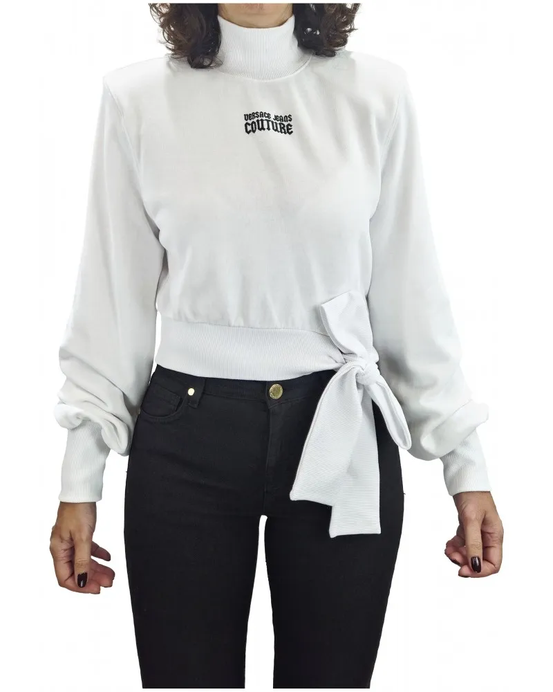 VERSACE JEANS COUTURE  SUDADERA DE CUELLO ALTO CON LOGO BORDADO Y LAZADA