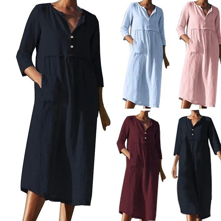Vestido de maternidad Mujer embarazada Ropa Estampado Manga corta Cuello en V Maxi Vestido largo de lactancia Lactancia embaraza