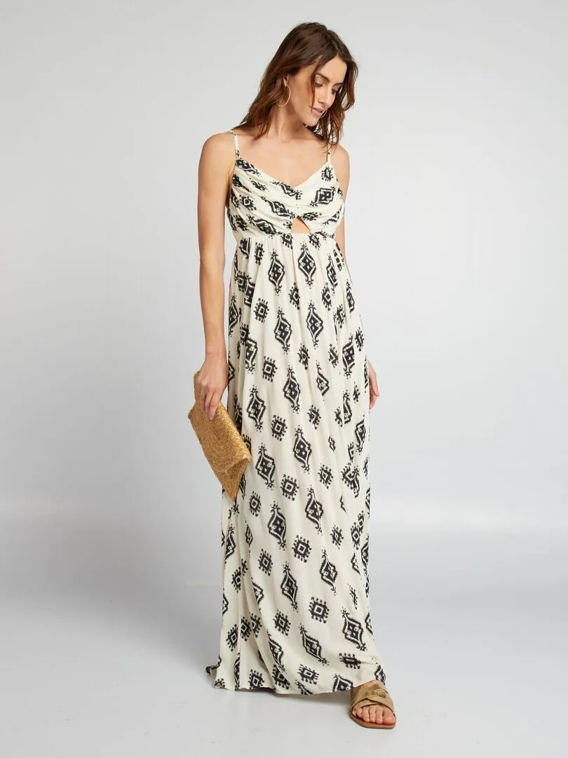 VESTIDO LARGO DE TIRANTES FINOS  BEIGE