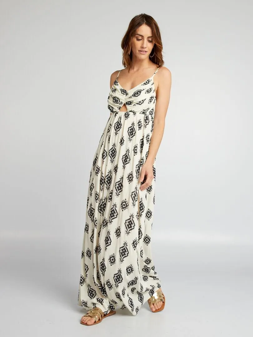 VESTIDO LARGO DE TIRANTES FINOS  BEIGE