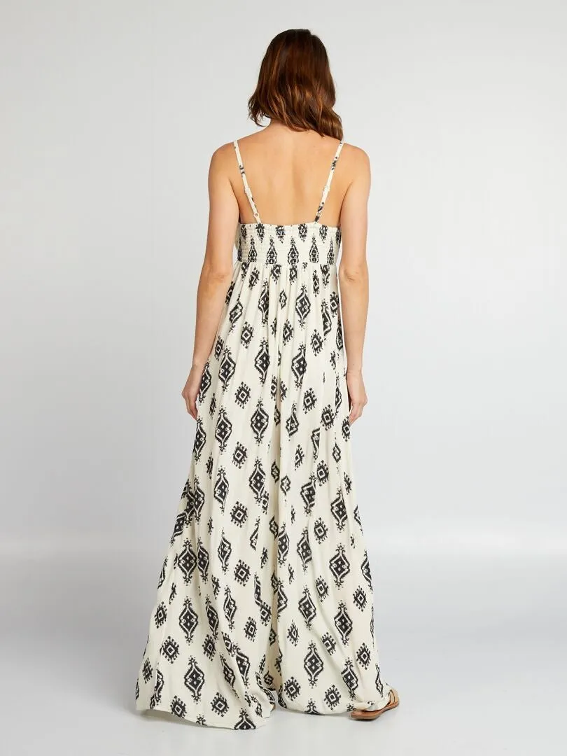 VESTIDO LARGO DE TIRANTES FINOS  BEIGE