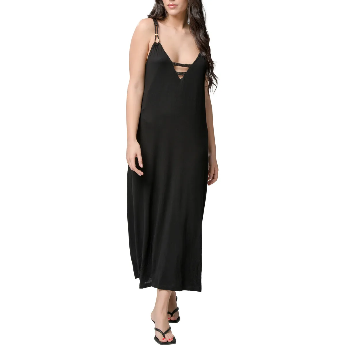 Vestido largo de verano Star negro  Splendida