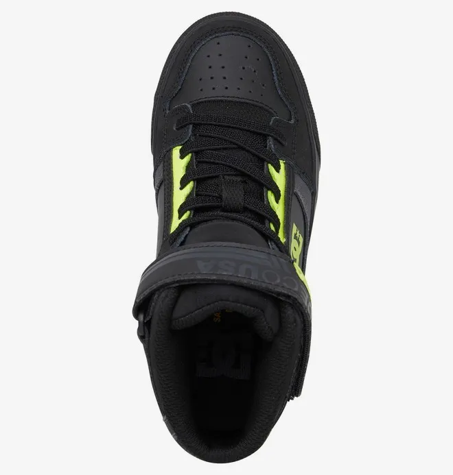 ZAPATILLAS ALTAS CUERO DC SHOES PARA NIñO PURE HIGHTOP EV BLACK/YELLOW (XKKY) REF. ADBS300324 NEGRA/AMARILLA