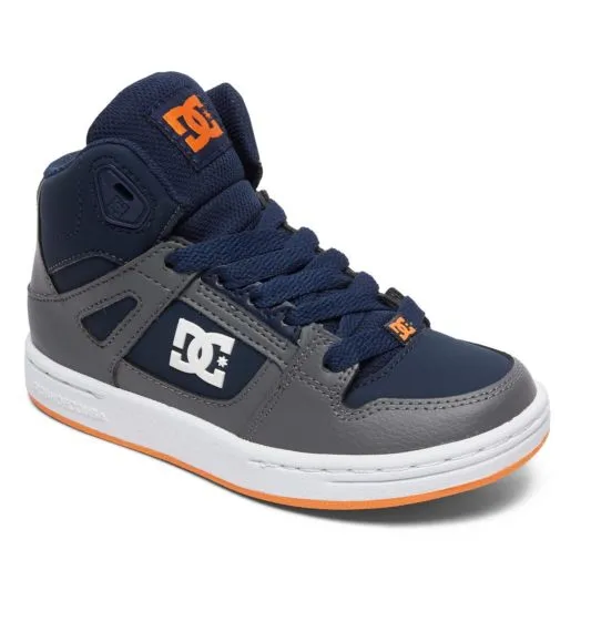 ZAPATILLAS CUERO DC SHOES PARA NIñO PURE HIGHTOP GREY/DARK/NAVY (GN2) REF. ADBS100242 GRIS/AZUL/NARANJA