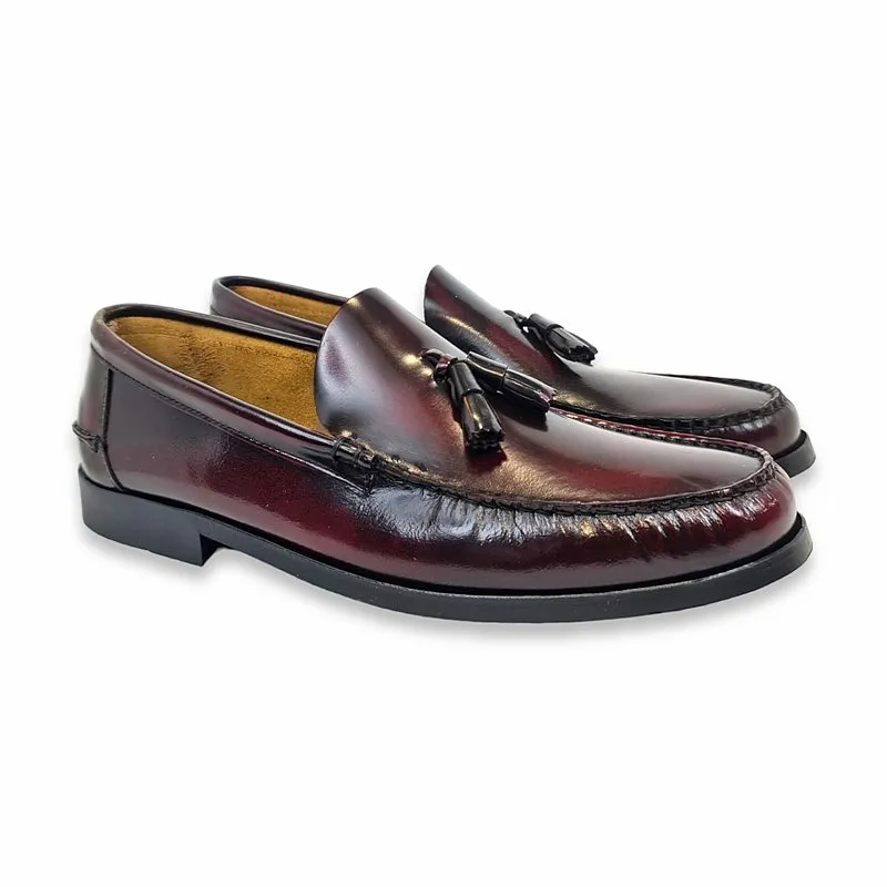 Zapatos Castellanos Borlas Hombre Piel Florentic Talla Grande Piso Goma 14029 Burdeos, de Dj Santa
