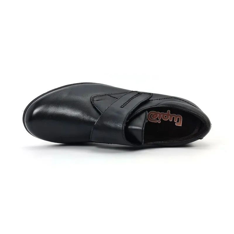 Zapatos Cómodos Mujer Piel Cuña Velcro Plantilla Extraíble 70243 Negro, de Tupié