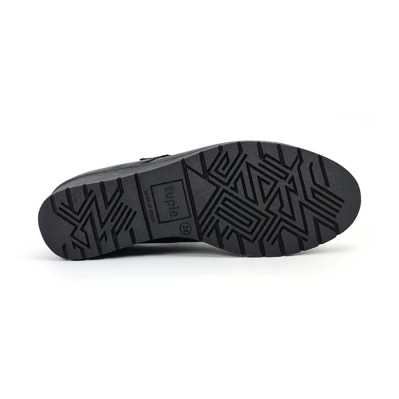 Zapatos Cómodos Mujer Piel Cuña Velcro Plantilla Extraíble 70243 Negro, de Tupié
